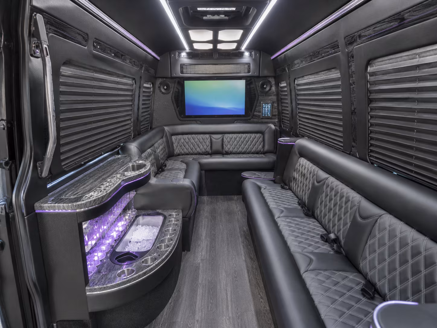 menifee 15 passenger party bus inside