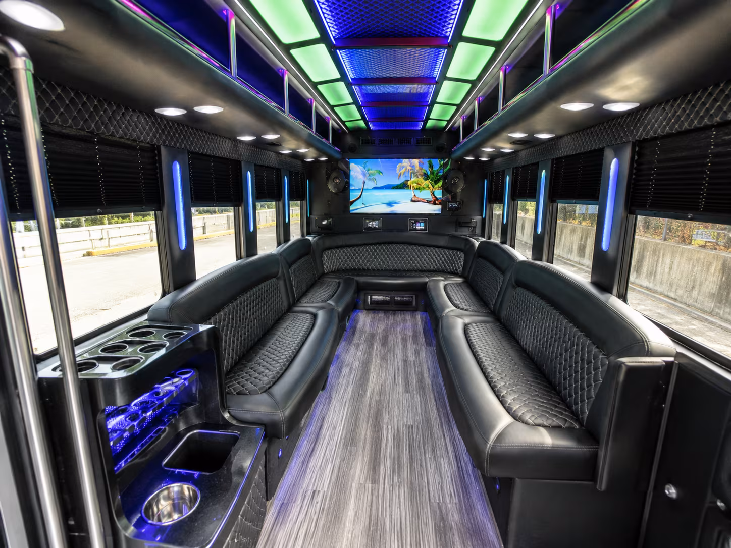 menifee 18 passenger party bus inside