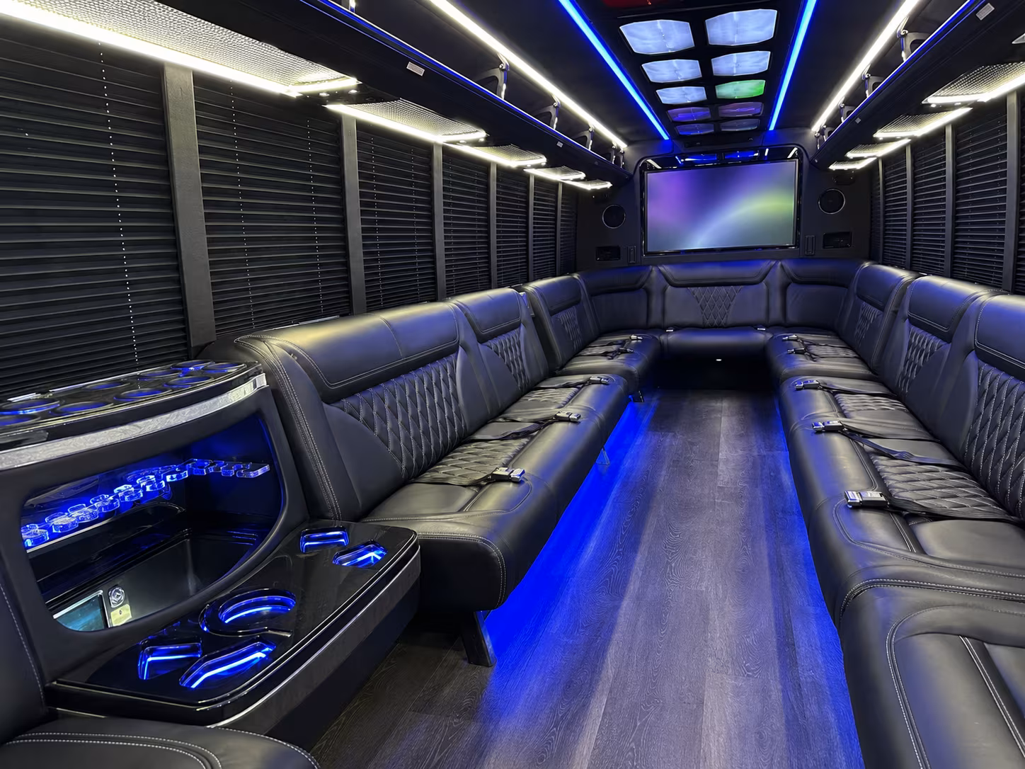 menifee 20 passenger party bus inside