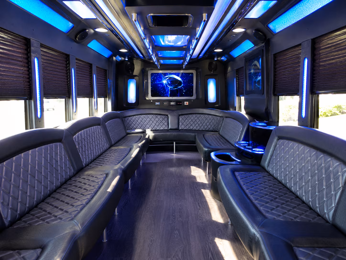 menifee 28 passenger party bus inside