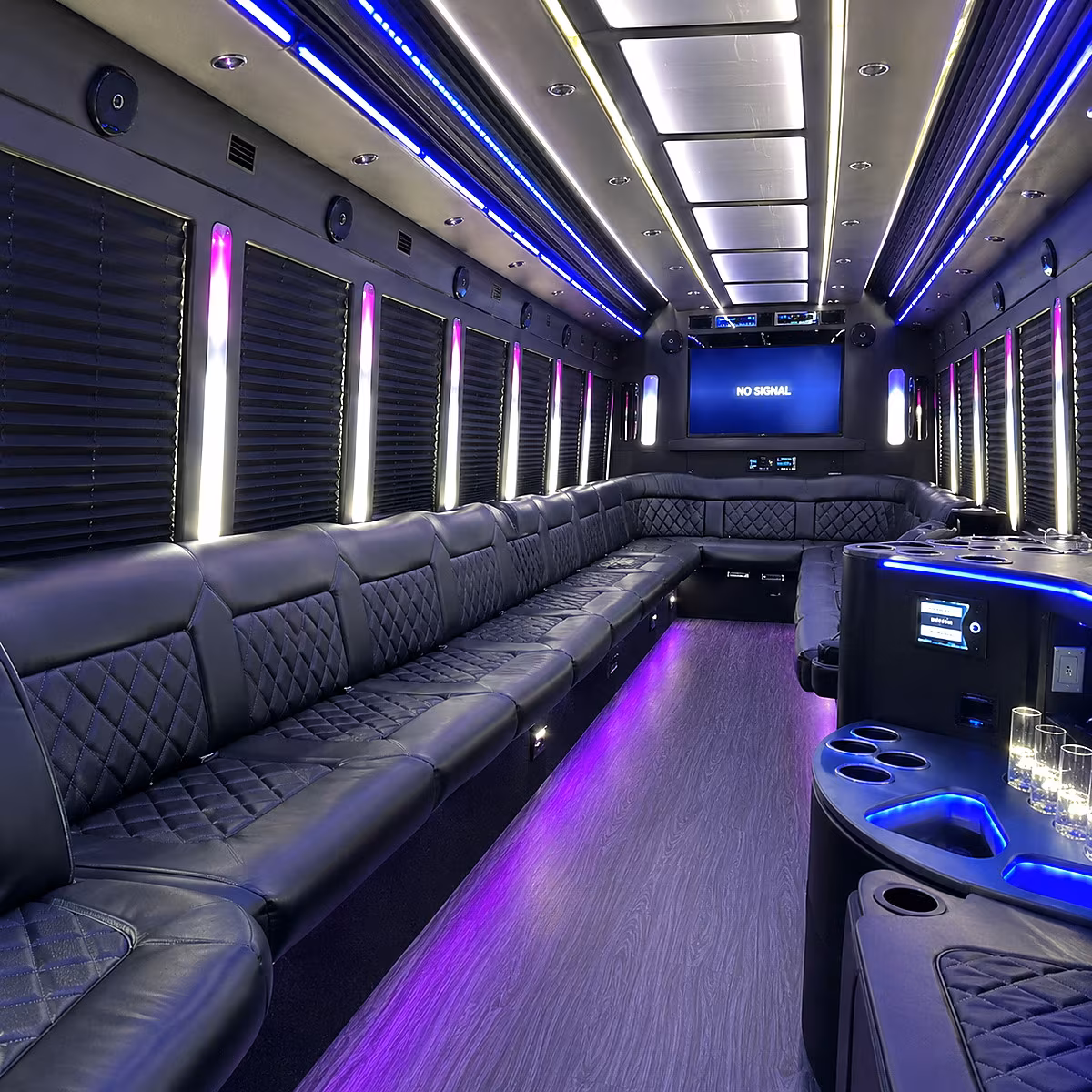 menifee 30 passenger party bus inside