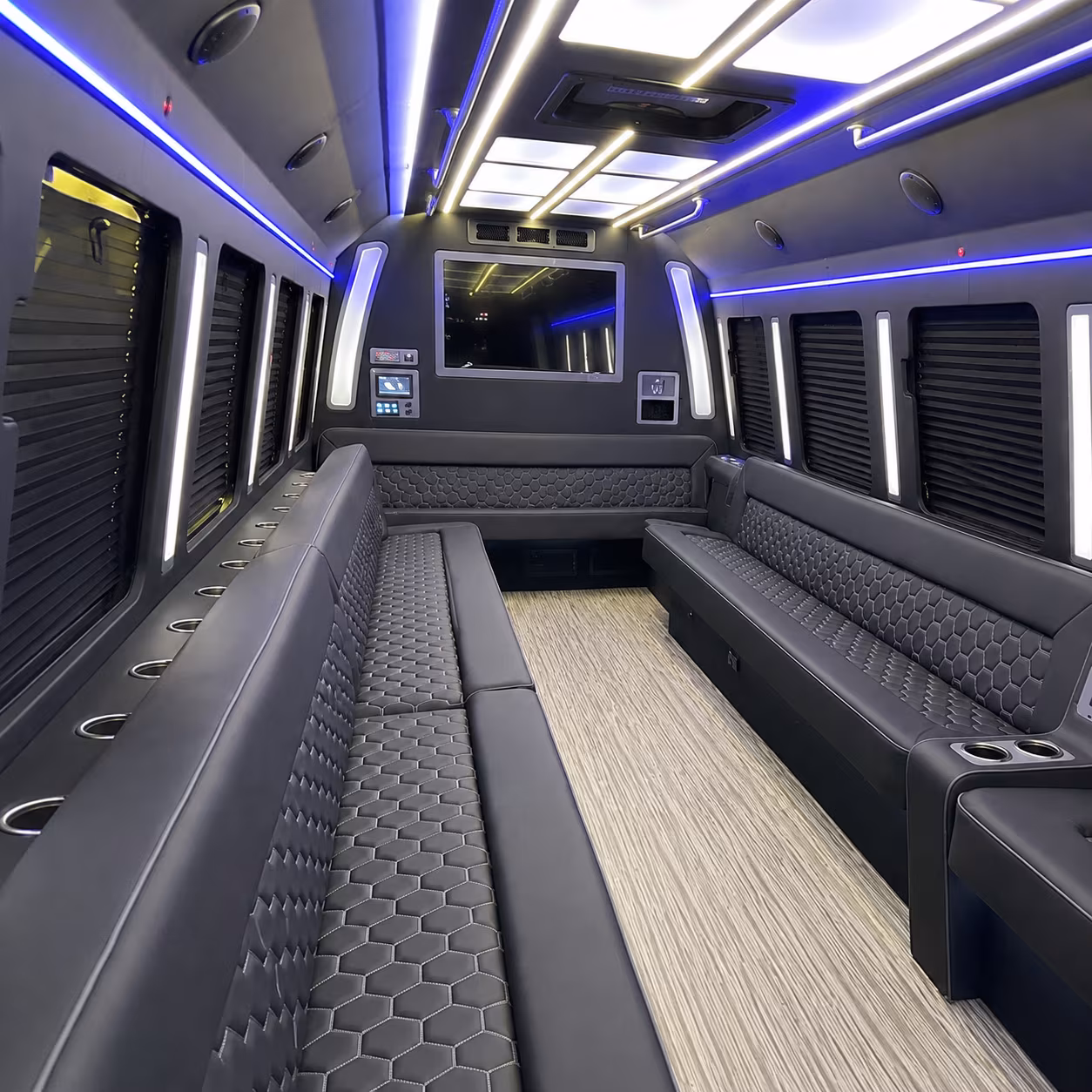 menifee 40 passenger party bus inside