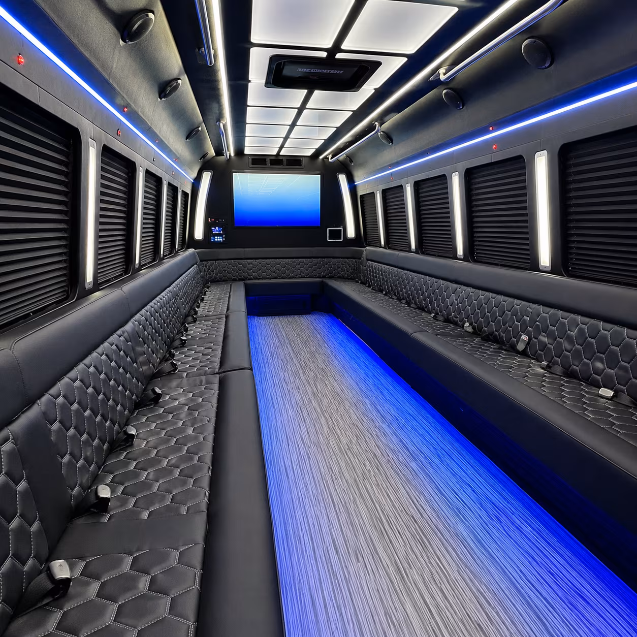 menifee 50 passenger party bus inside